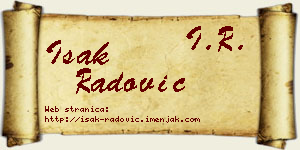Isak Radović vizit kartica